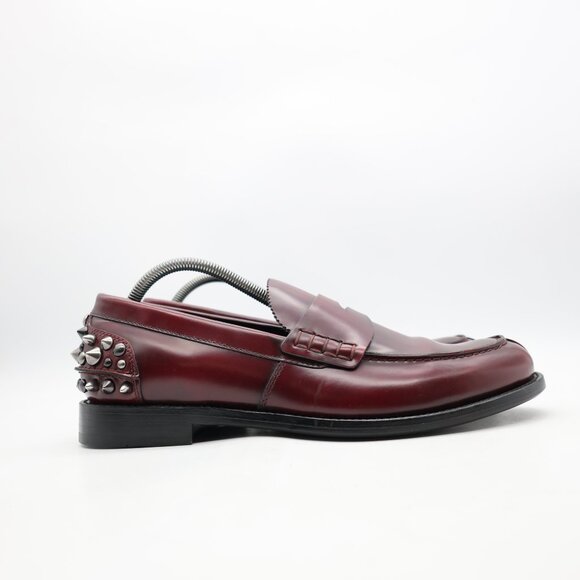 Coach Studded Spiked Men's Size 10.5 D Burgundy Leather Dress Loafers Slip On - Picture 1 of 11